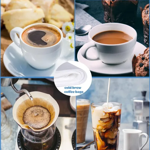 Vista 5 de Paquete de 100 filtros de café frío de 20 x 20 pulgadas, bolsas comerciales de café frío para preparar hasta 5 libras, bolsa de filtro, filtro