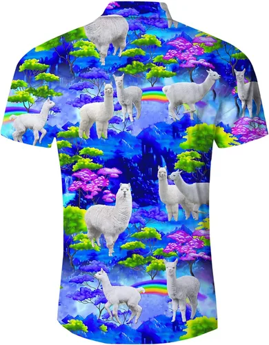 Vista 6 de ALISISTER Camisas de vestir novedosas para hombre, con botones, divertido patrón 3D, camisa hawaiana de verano, vacaciones y playa