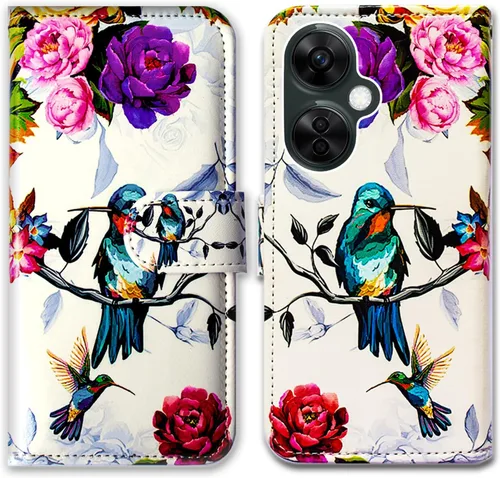 Vista 13 de Bcov Funda para Oneplus Nord N30 5G, diseño de pájaro negro y verde con tapa para teléfono con ranura para tarjeta y soporte para OnePlus Nord N30 5G
