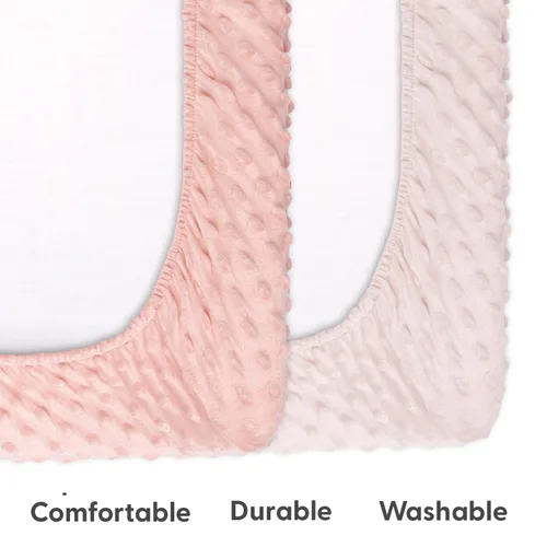 Vista 4 de The Peanutshell Minky Dot - Funda para cambiador de pañales, funda ultrasuave para colchoneta de bebé para niñas, se adapta a almohadillas