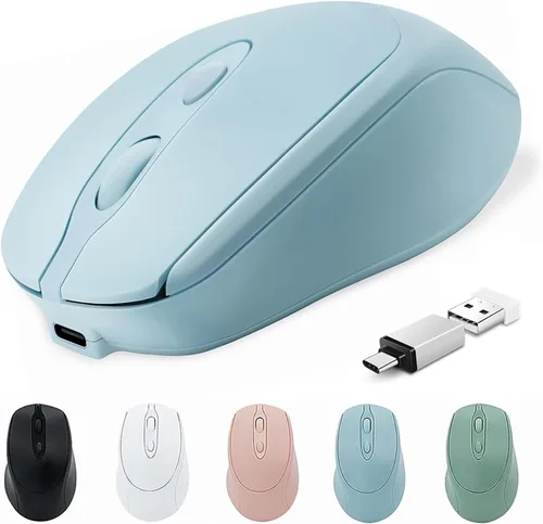 Vista 9 de Ratón inalámbrico Bluetooth USBC para Mac Book Pro/portátil/computadora, ratón inalámbrico silencioso recargable compatible con MacBook