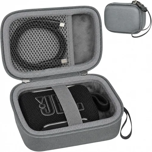 Vista 20 de Funda rígida de transporte para altavoz Bluetooth JBL Go 5/Go 4/Go 3, bolsa de almacenamiento de viaje con forro suave, bolsillo de malla, correa