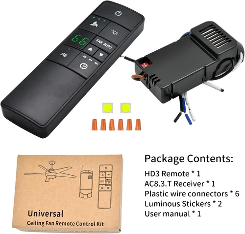 Vista 7 de Kit de control remoto de ventilador de techo termostático universal de repuesto para Hampton Bay Home Decorators Collection Hunter, con receptor