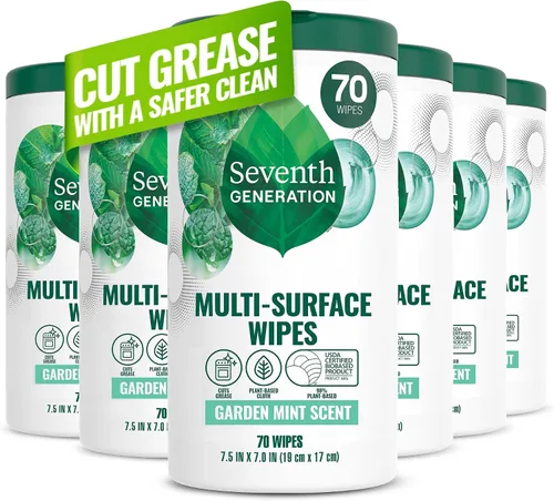 Vista 9 de Seventh Generation Toallitas de limpieza multisuperficie, aroma a menta de jardín, corta grasa y mugre, 35 toallitas