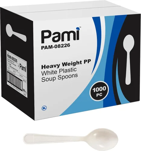 Vista 8 de PAMI Tenedores de plástico desechables resistentes, blancos, duraderos, paquete a granel, 1000