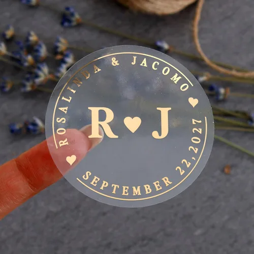 Vista 6 de Pegatinas de boda personalizadas para regalos Sellos de sobres Etiquetas de invitación