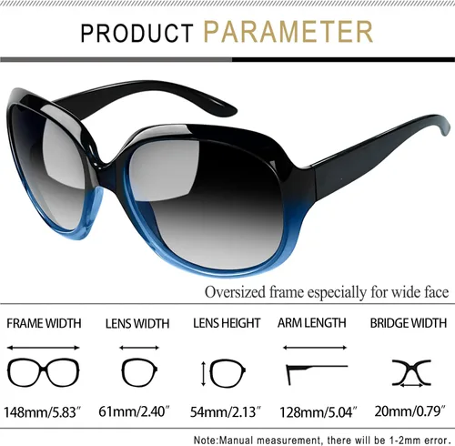 Vista 131 de Joopin Lentes de sol de gran tamaño para mujer, polarizados, grandes, para conducción, protección UV, grandes sombras