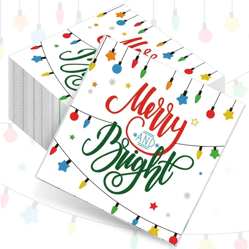 Vista 7 de Sherr Paquete de 200 toallas de papel navideño de 2 capas, 4.3 x 7.9