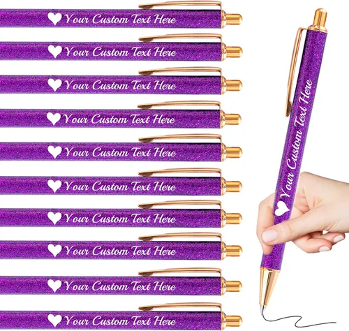 Vista 14 de Bolígrafos personalizados con purpurina con nombre a granel, 10 unidades, bolígrafos personalizados con punta de lápiz digital para mujeres y niñas