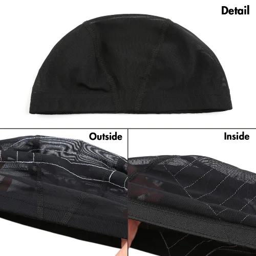 Vista 4 de Bella Hair Gorra de cúpula de mapa para pelucas de encaje frontal, gorra de malla elástica con banda elástica ancha para hacer pelucas, perfecta