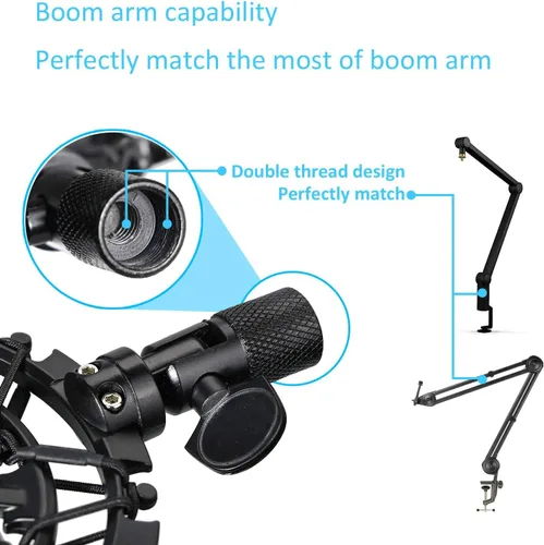 Vista 5 de Blue Yeti - Soporte de brazo de tijera con 2 parabrisas de espuma para micrófono Blue Yeti y Yeti Pro YOUSHARES