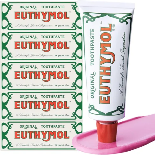 Vista 10 de EUTHYMOL Pasta de dientes rosa original (3.7 fl oz/paquete de 1) - Pasta de dientes sin flúor para dientes sensibles y encías. Mal aliento