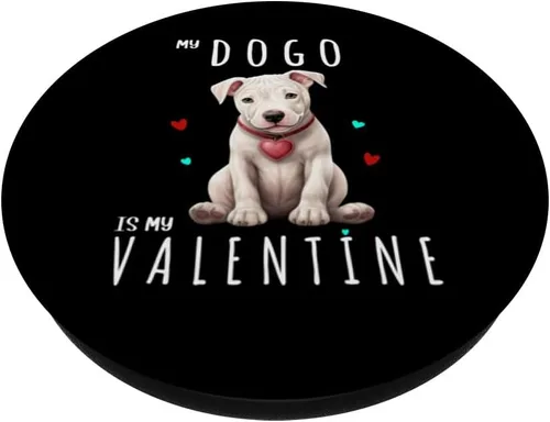 Vista 2 de Dogo argentino perro argentino amante de San Valentín propietario mamá niña PopSockets estándar PopGrip