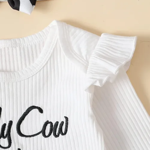 Vista 5 de Traje de primer cumpleaños para niña, traje de cumpleaños de vaca, traje de bebé Holy Cow I'm One