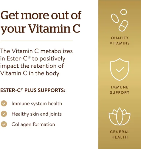 Vista 3 de Solgar Ester-C Plus vitamina C (complejo de ascorbato Ester-C) tabletas de 1000 mg , 033984010512, 60, 1, 1