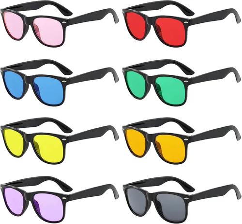 Vista 71 de Suministros para regalos de fiesta de colores neón Paquete de 8 gafas de sol unisex