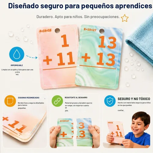 Vista 6 de Alened Tarjetas flash de suma y resta, tarjetas de datos matemáticos 1-20, juegos de manipulación matemática para jardín de infantes, 1º, 2º, 3º