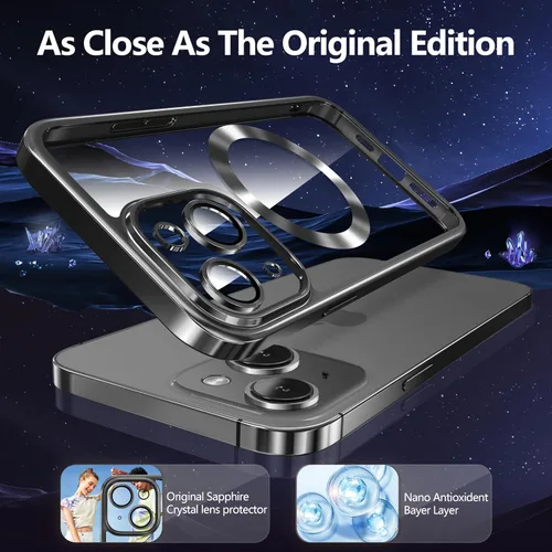 Vista 2 de Funda 2 en 1 para iPhone 11 Cristal Transparente, no amarillea, compatible con Magsafe, con 1X protector de pantalla + protector de lente de cámara