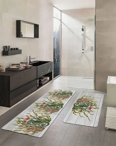 Vista 2 de Tapete de baño de Navidad para bañera, antideslizante, de secado rápido y absorbente, tierra de diatomeas, fregadero, dormitorio, cocina, lavable