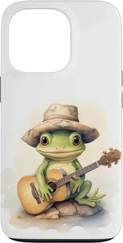 Vista 10 de Cute Little Green Frog Playing Guitar Case for iPhone 16
