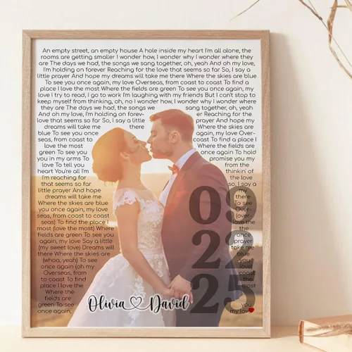 Vista 12 de Póster personalizado de lienzo de aniversario de boda, regalo personalizado, letrero de aniversario del año «Then and No», foto del 25 ° u otro