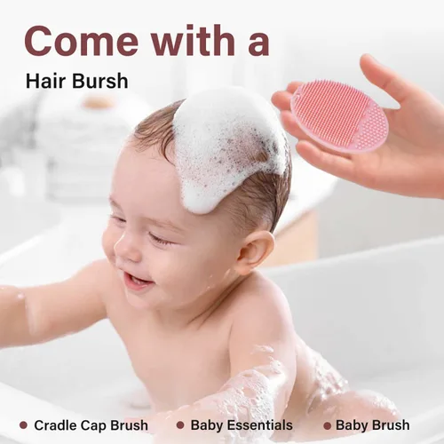Vista 3 de mandoo Taza de enjuague de baño para bebés, silicona de grado alimenticio, taza de enjuague para champú y lavado corporal para niños con mango
