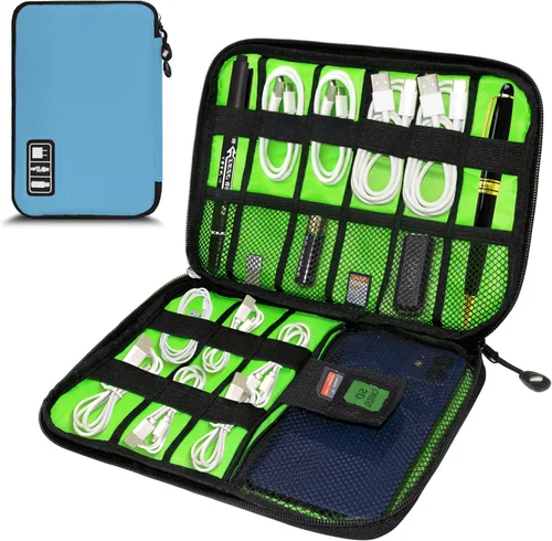 Vista 7 de Organizador de Electrónica, Funda Organizadora de Cables de Viaje, Bolsas Organizadoras de Cables Portátiles, Estuche de Almacenamiento
