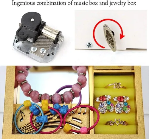 Vista 5 de Joyero de música con diseño de bailarina, caja musical con princesa giratoria, caja de música de plástico para mujeres, niños, niñas, amigas, cajas