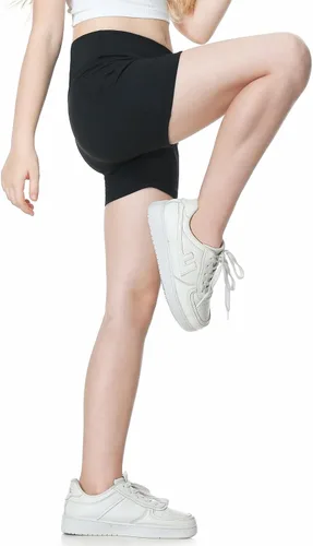 Vista 3 de B&GCozy Paquete de 3 pantalones cortos de voleibol para niñas con bolsillos, pantalones cortos de compresión atléticos para gimnasia, yoga, danza