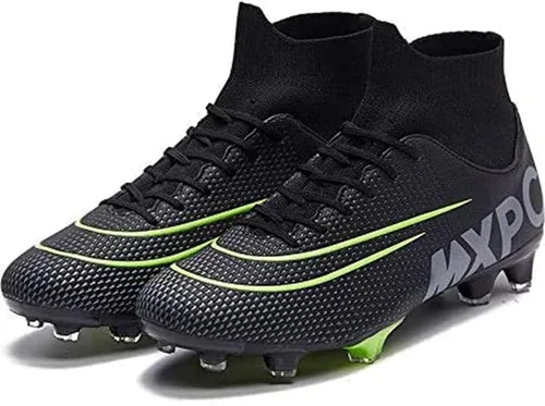 Vista 2 de Zapatos de fútbol para hombre, con cordones, antideslizantes, para deportes al aire libre, atléticos, AGFG, fútbol, béisbol, lacrosse, rugby, tacos