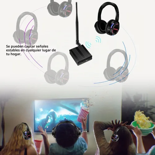 Vista 5 de Auriculares inalámbricos inalámbricos de disco silenciosos RF LED intermitente auricular 10 unidades de auriculares y 1 transmisor 1,640.4 ft