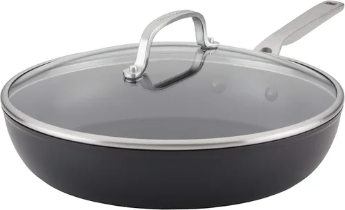 Vista 23 de KitchenAid - Juego de ollas y sartenes antiadherentes de inducción con anodizado duro, 10 piezas, color negro mate Juego de utensilios de cocina