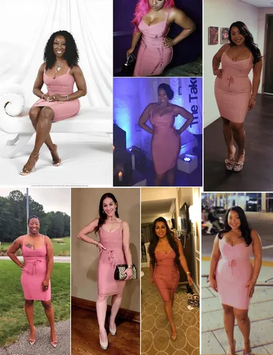 Vista 4 de meilun Vestido de fiesta ajustado con vendaje y detalle de cinturón de rayón para mujer Rosa (Antique Pink)