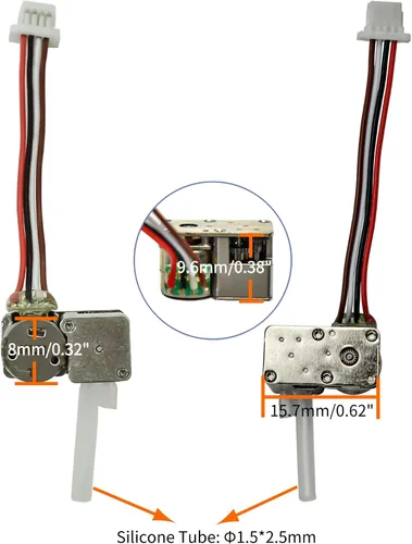 Vista 2 de CHANCS Mini bomba peristáltica de motor paso a paso de precisión de 0.315 in DC 3 V 5 V 3.7 V Caja de engranajes de metal completo Bomba de líquido