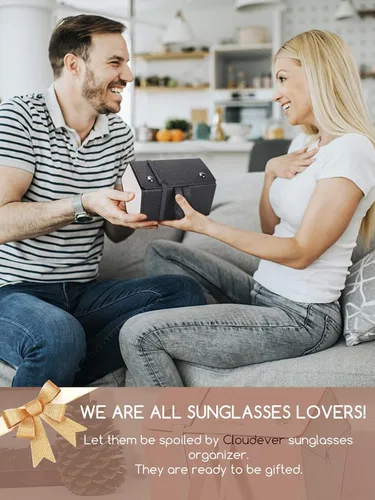Vista 7 de cloudever Estuche organizador de lentes de sol para hombres y mujeres, plegable, para colgar, estuche de viaje, organizador de almacenamiento