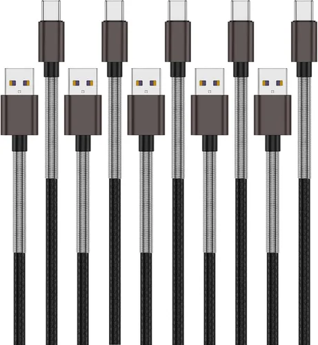 Vista 16 de [Paquete de 5 de 1 pie] Compatible con Samsung Galaxy S9 S10 S8 Plus Cable Cargador (Carga Rápida 3A), Cable Cargador TPE USB C Tipo C, USB A a Tipo