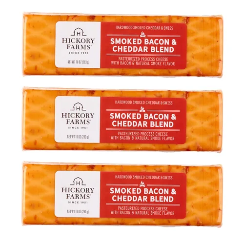 Vista 11 de Hickory Farms Mezcla de queso cheddar ahumado, paquete de 3, 10 onzas cada uno - Artículo de comida para charcutería