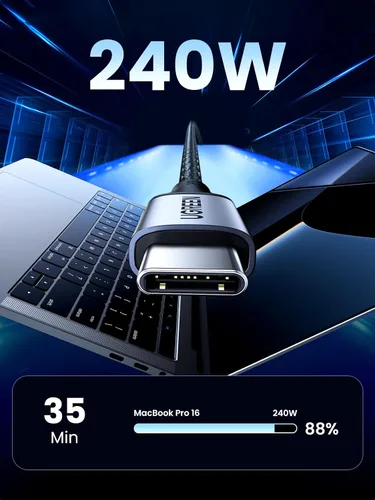 Vista 2 de UGREEN Cable USB C a USB C de 240W, Cable de Carga Rápida USB C para iPhone 17 Pro Max/16, Samsung Galaxy S25/S24, MacBook Pro/Air, iPad