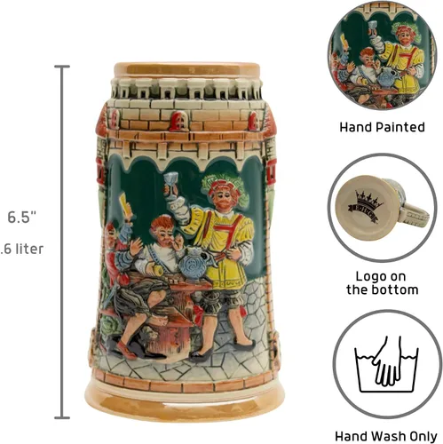 Vista 2 de Essence of Europe Gifts 0.6 litros OktoberfestHaus Beer Stein German Saying Das Leben Ist Ein Wurfelspiel Wir Wurfeln All Tage