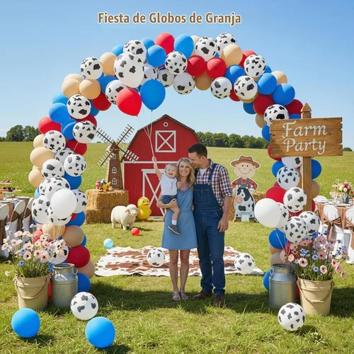 Vista 2 de LOVESTOWN 100 globos con estampado de vaca, globos de látex de animales