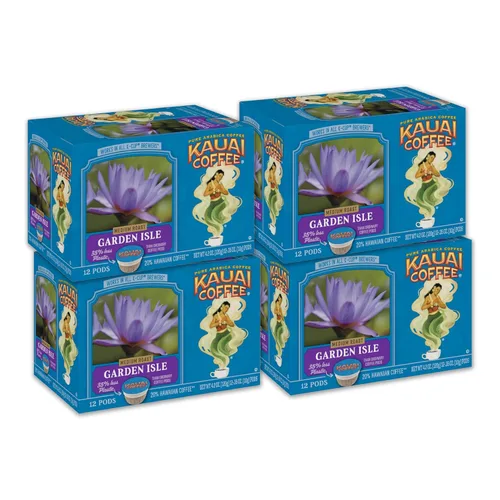 Vista 31 de Kauai Coffee Cápsulas K-Cup para cafeteras Keurig, café arábica, 10% hawaiano, tostado medio, aroma brillante con notas florales, descafeinado, 1