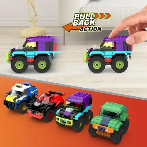 Vista 4 de Juego de 4 bloques de construcción de micro ladrillos de Monster Truck