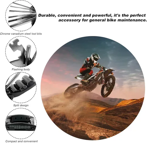 Vista 5 de Kit de herramientas para reparación de bicicleta Wevdn, herramienta multifunción de 16 en 1 con llave hexagonal y destornillador, herramienta