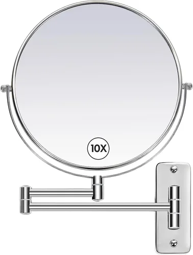 Vista 8 de Espejo de maquillaje de mesa de gran tamaño con aumento, espejo de tocador giratorio de 360° de doble cara de 9 pulgadas, espejo de aumento 1X/10X
