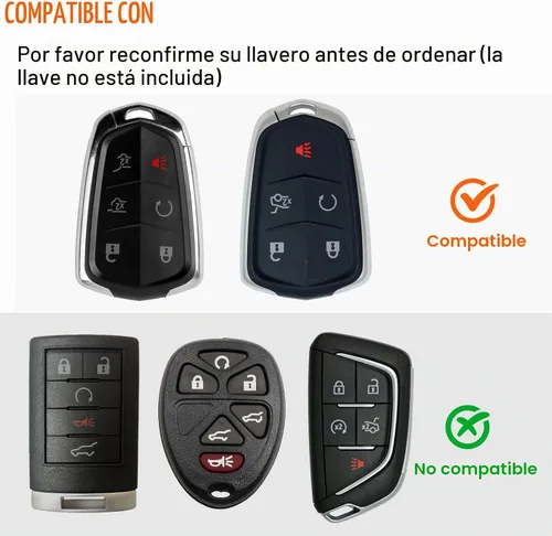 Vista 5 de Funda de llavero Accesorios para Cadillac para Cadi Escalade ESV 6 botones, funda de TPU (negro)