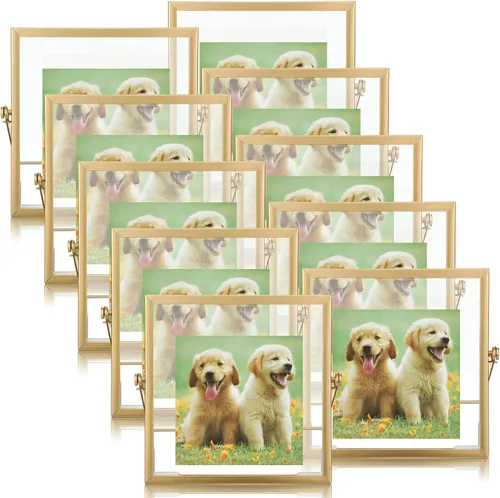 Vista 13 de Hoteam - Juego de 12 marcos flotantes negros de 15 x 15 cm para foto, marco flotante de vidrio de 10 x 10 cm para colección de fotos, colección