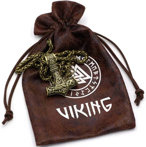 Vista 5 de TTKP - Collar con colgante de martillo de Viking Norse Thor Mjolnir para hombre, escandinavo