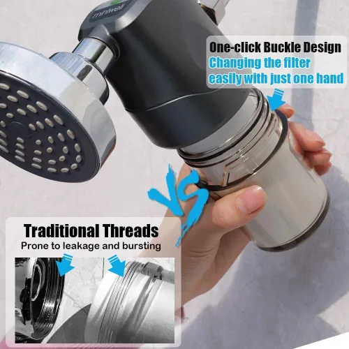 Vista 4 de Miniwell Sistema de filtro de ducha - Purifica el agua, reduce el agua dura y el cloro, suaviza la piel y el cabello Filtro de baño