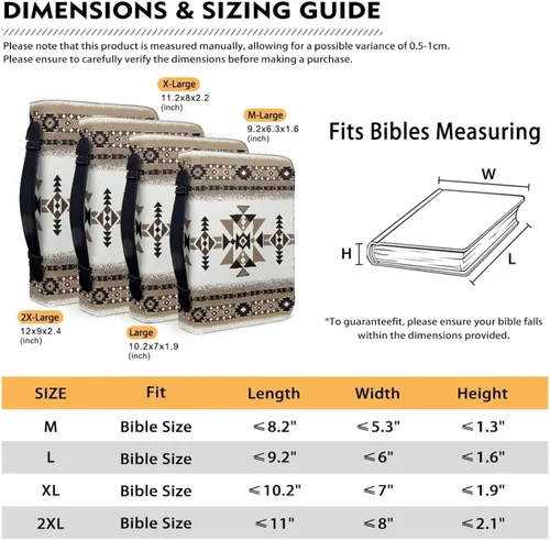 Vista 6 de Talayituse Funda de piel sintética con estampado tribal azteca americano para la Biblia para hombres y mujeres, funda de Biblia cristiana con asa