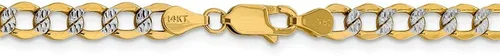 Vista 3 de Collar de cadena cubana de oro blanco y amarillo de 14 quilates dos tonos de 0205in con cierre de mosquetón seguro